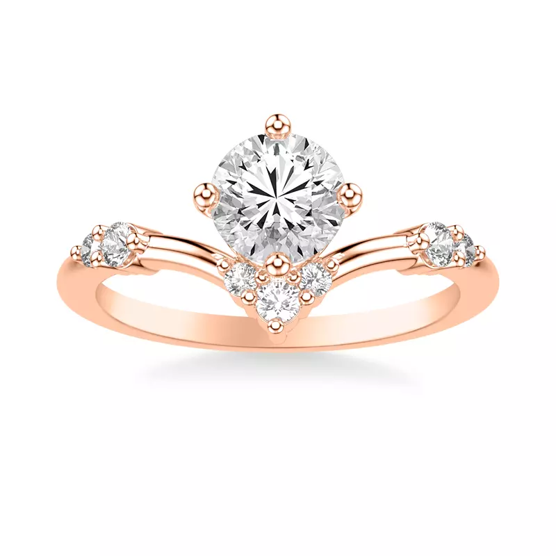 14K Rose Gold Shiloh Diamond Accent Chevron Engagement Ring