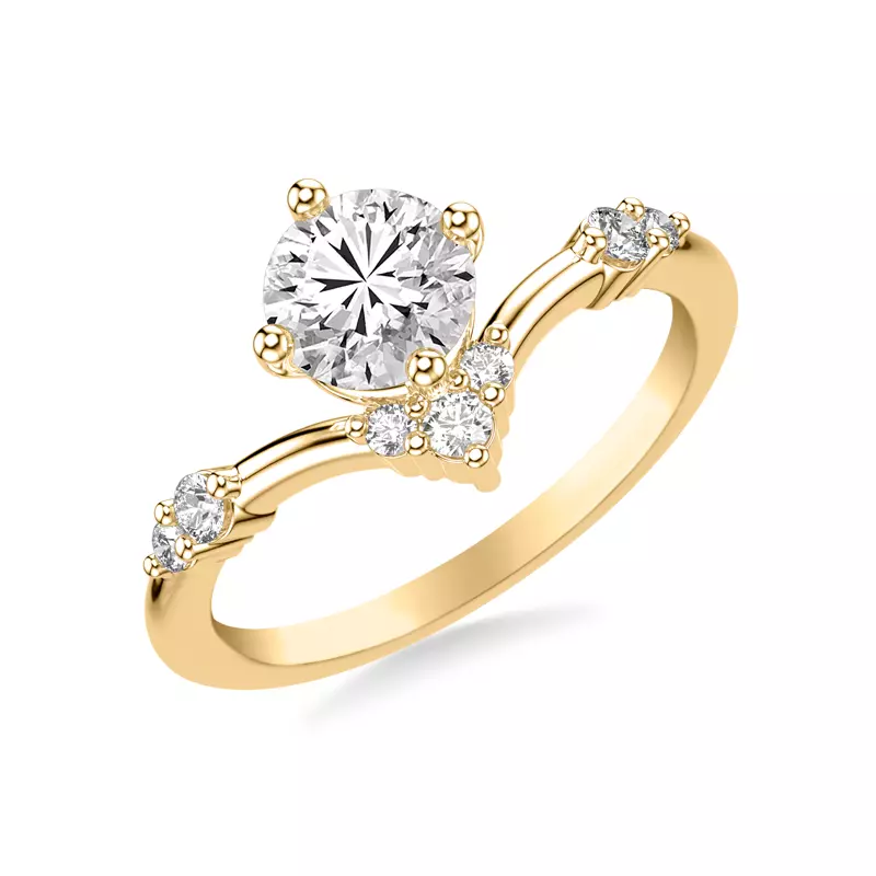 18K Yellow Gold Shiloh Diamond Accent Chevron Engagement Ring
