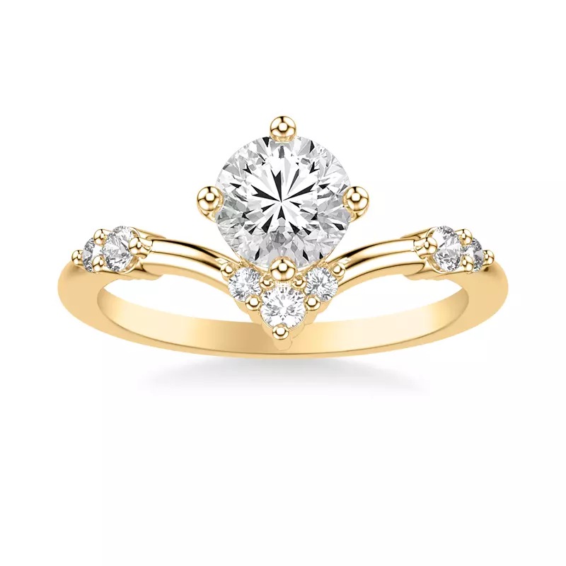 18K Yellow Gold Shiloh Diamond Accent Chevron Engagement Ring