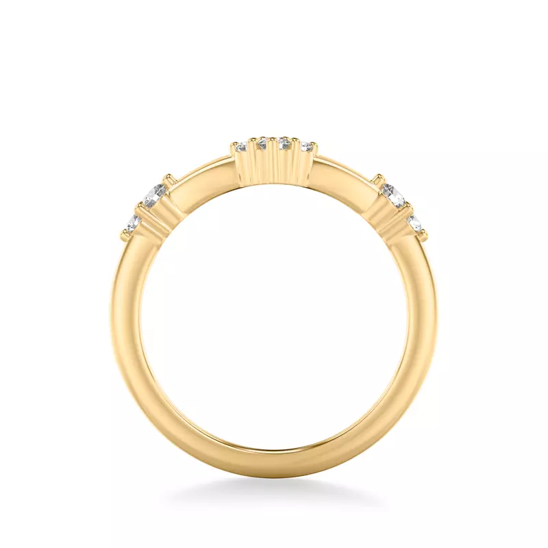 18K Yellow Gold Shiloh Diamond Accent Chevron Band