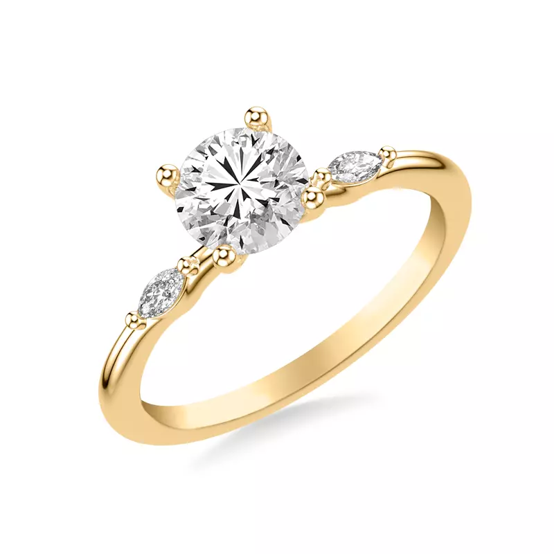 14K Yellow Gold Allegra Marquis Accent Engagement Ring