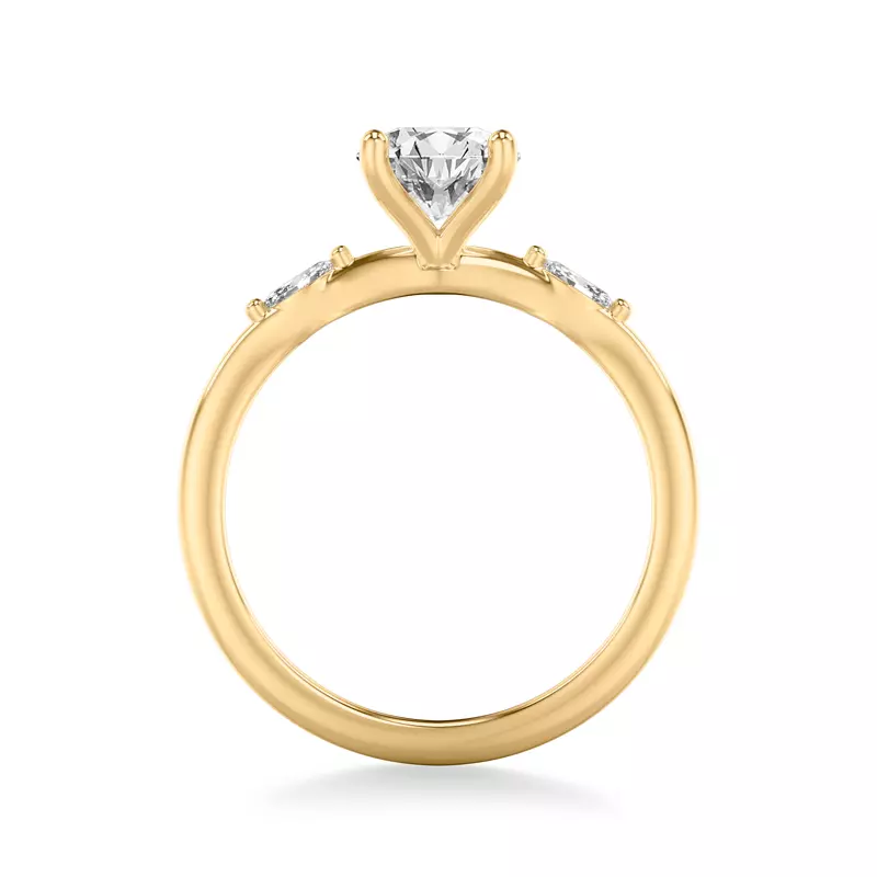 14K Yellow Gold Allegra Marquis Accent Engagement Ring