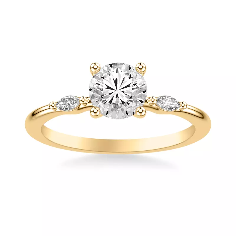 14K Yellow Gold Allegra Marquis Accent Engagement Ring