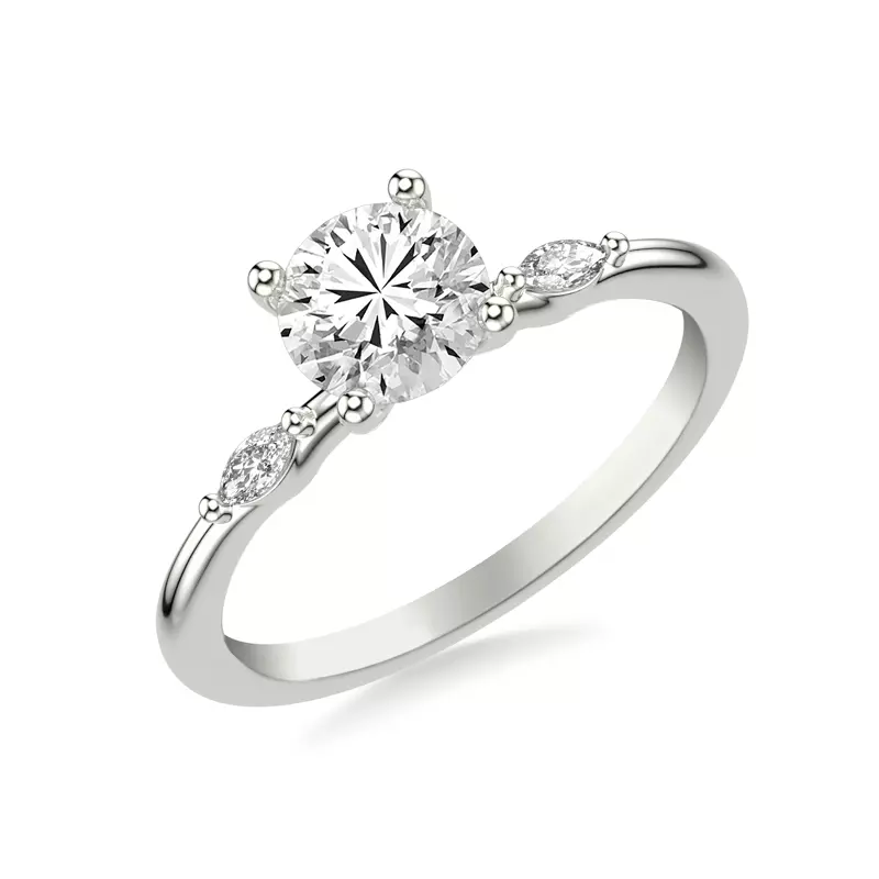 Platinum Allegra Marquis Accent Engagement Ring
