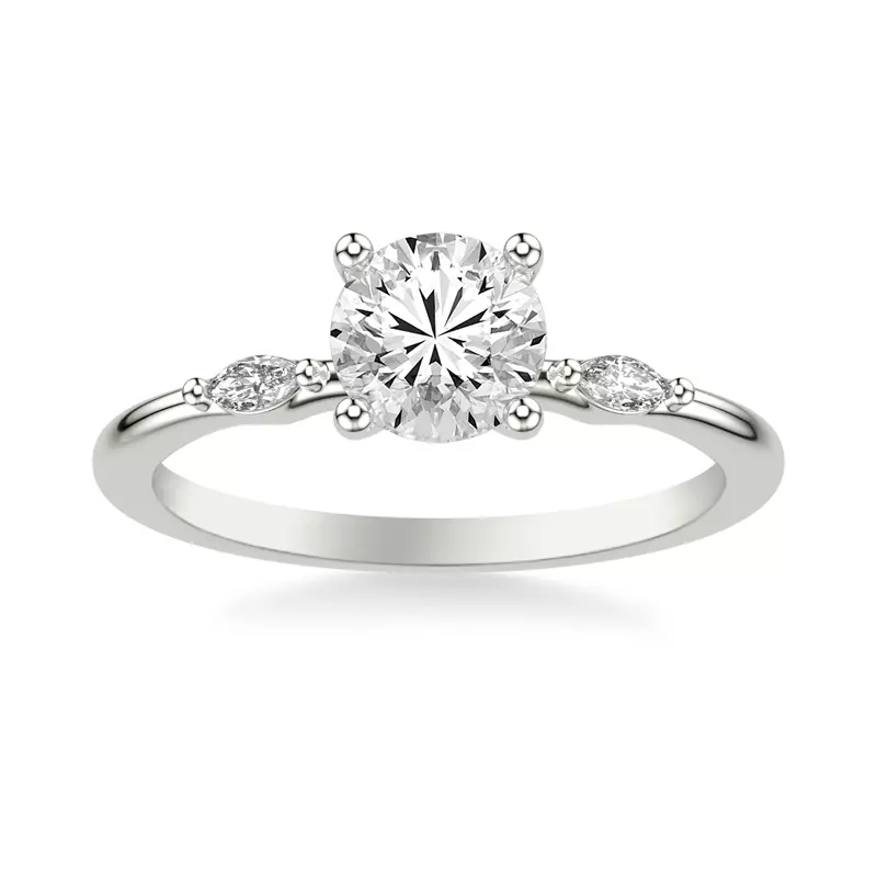 Platinum Allegra Marquis Accent Engagement Ring