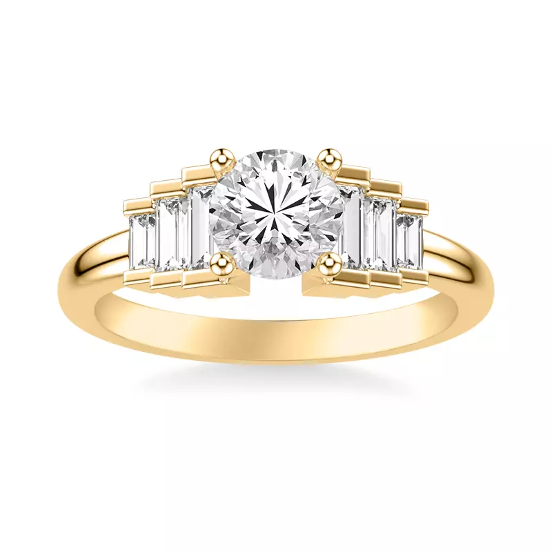 14K Yellow Gold Noa Baguette Diamond Engagement Ring