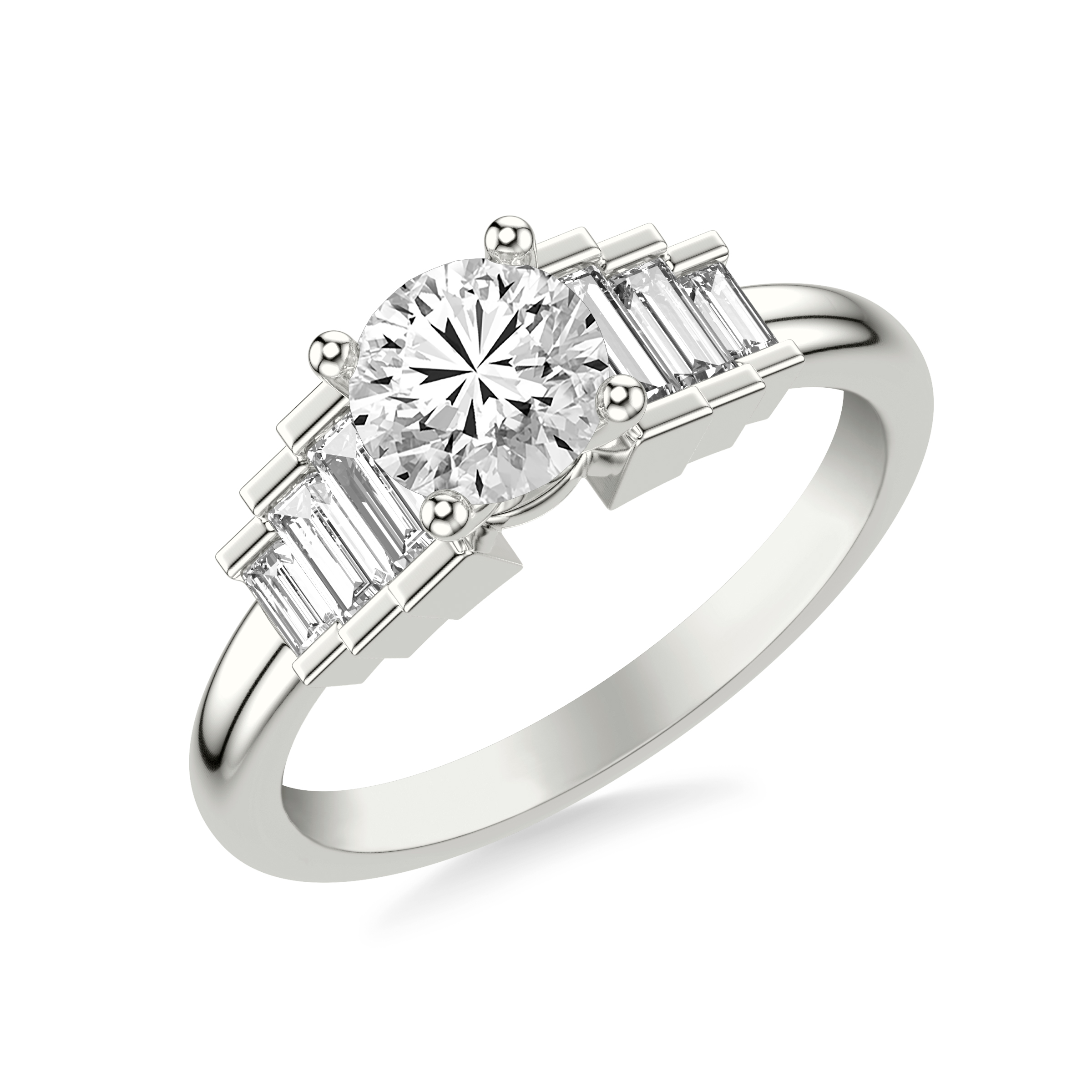 Platinum Noa Baguette Diamond Engagement Ring