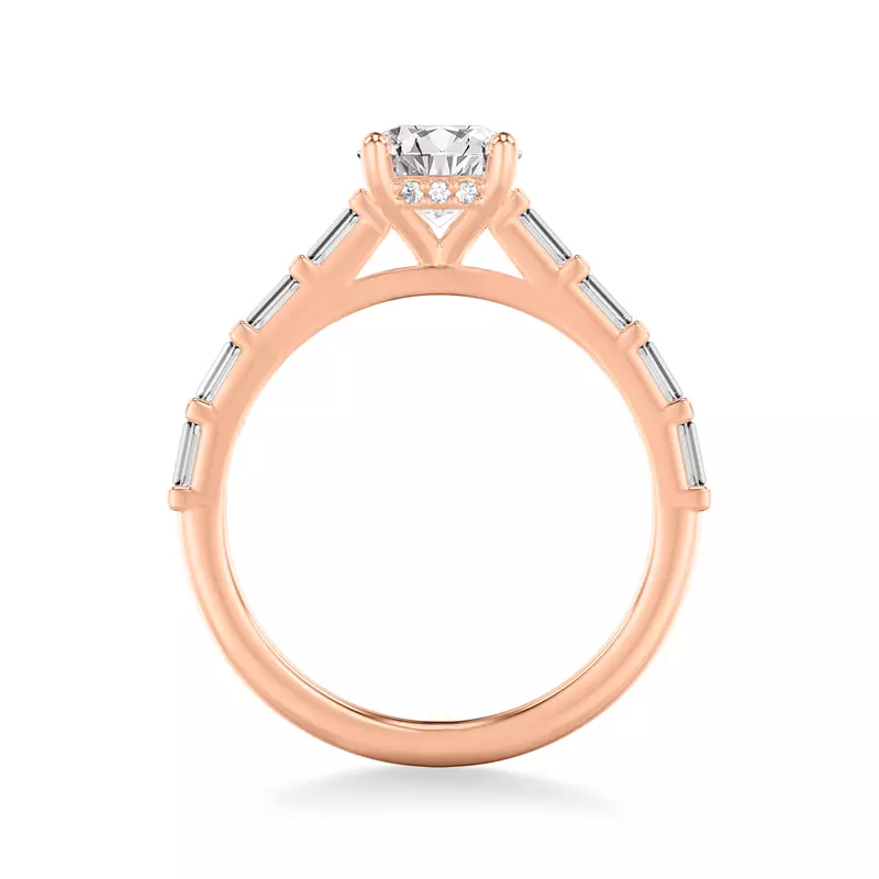 14K Rose Gold Alejandra Baguette Pave And Hidden Halo
