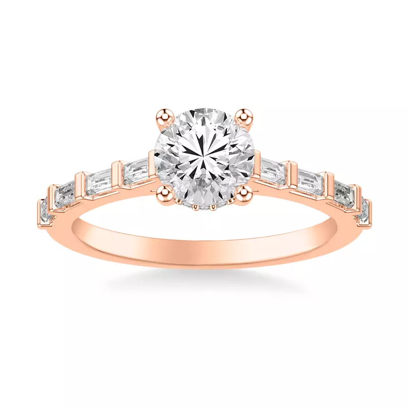 14K Rose Gold Alejandra Baguette Pave And Hidden Halo