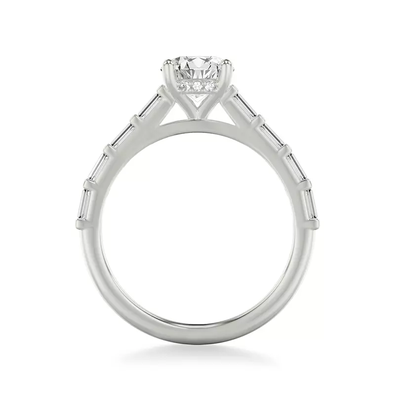 14K White Gold Alejandra Baguette Pave And Hidden Halo