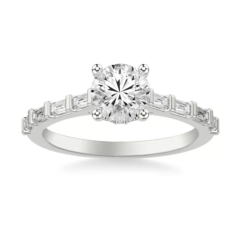 14K White Gold Alejandra Baguette Pave And Hidden Halo