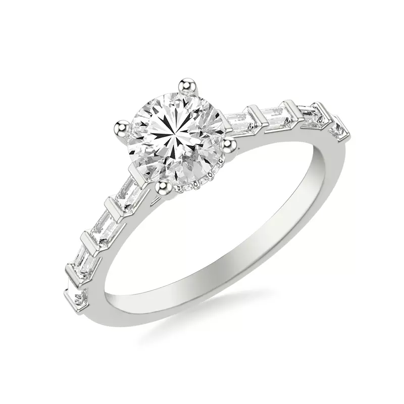 18K White Gold Alejandra Baguette Pave And Hidden Halo