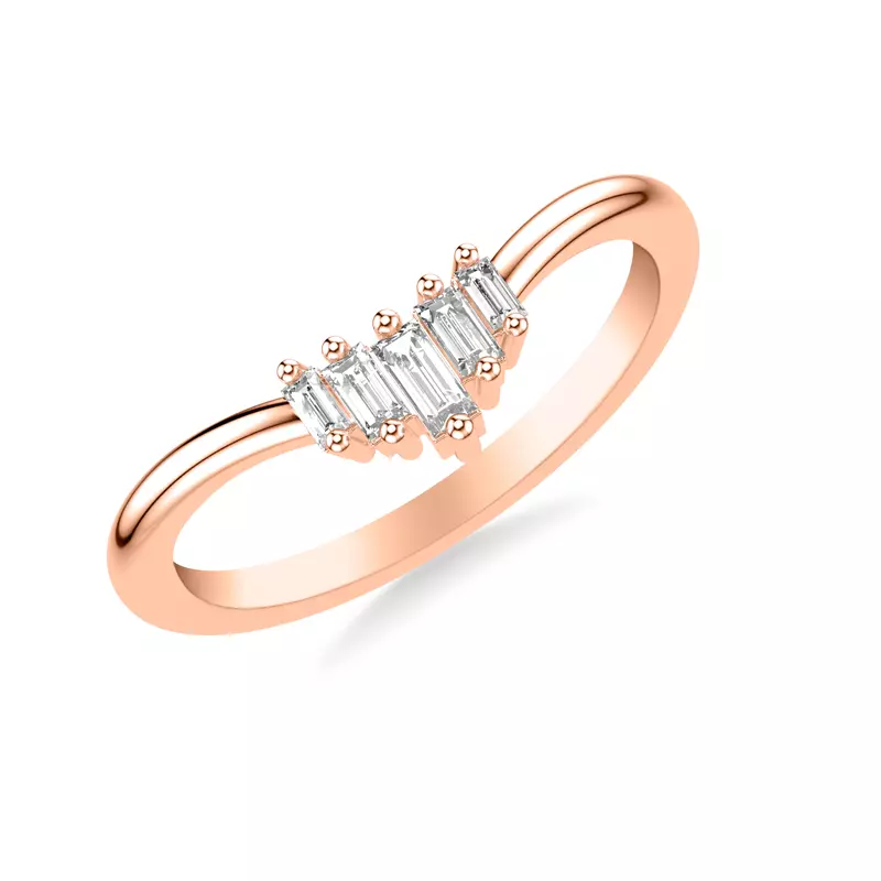14K Rose Gold Yasmin Baguette Diamond V-Band
