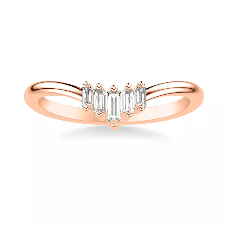 14K Rose Gold Yasmin Baguette Diamond V-Band