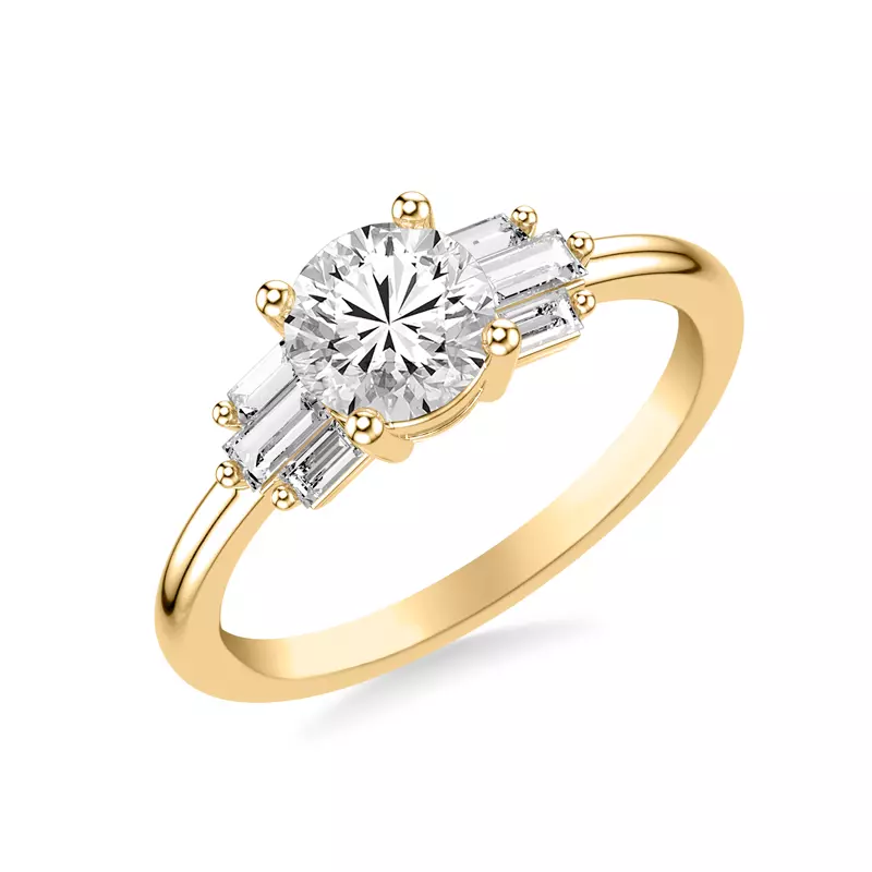 14K Yellow Gold Yasmin Baguette Diamond Engagement Ring