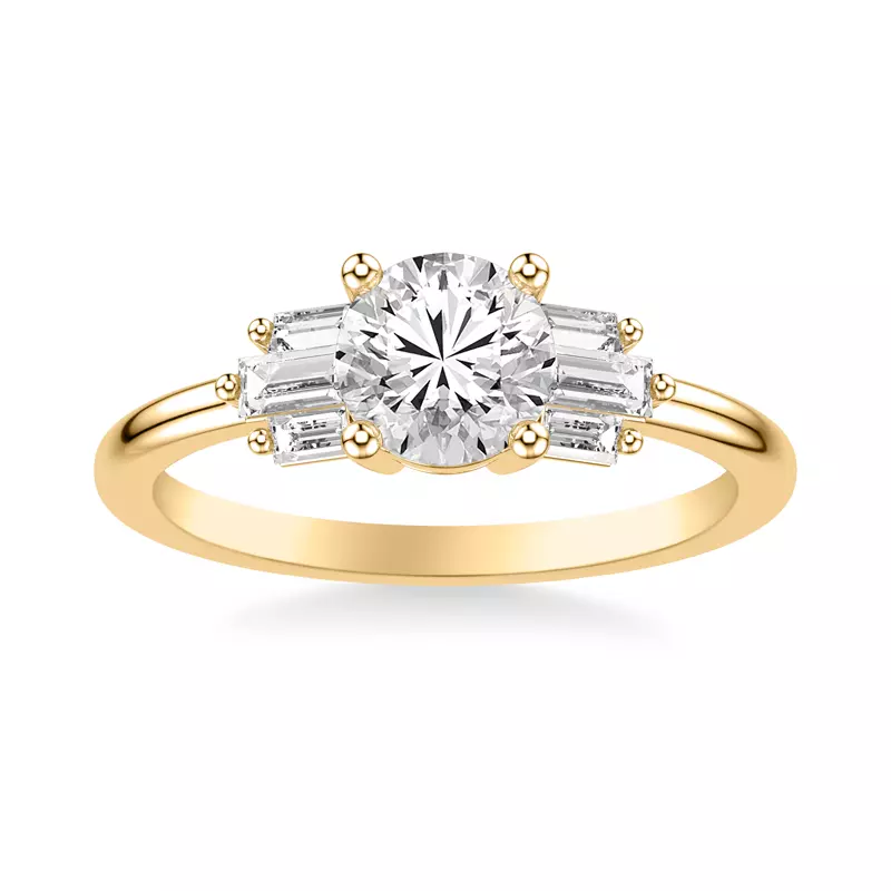 14K Yellow Gold Yasmin Baguette Diamond Engagement Ring