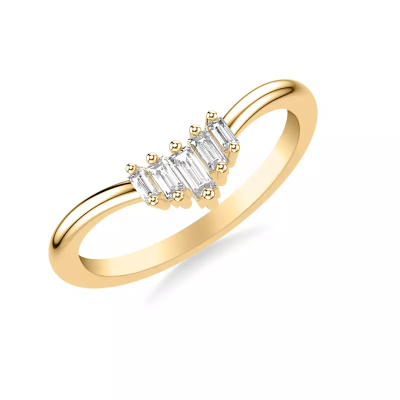14K Yellow Gold Yasmin Baguette Diamond V-Band