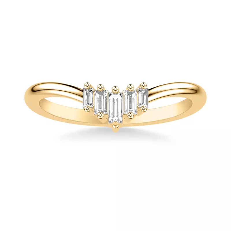 14K Yellow Gold Yasmin Baguette Diamond V-Band