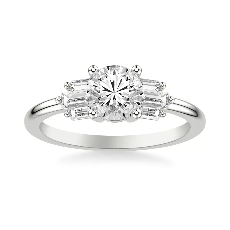 18K White Gold Yasmin Baguette Diamond Engagement Ring