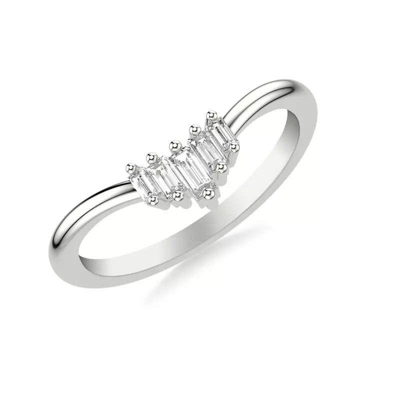 18K White Gold Yasmin Baguette Diamond V-Band