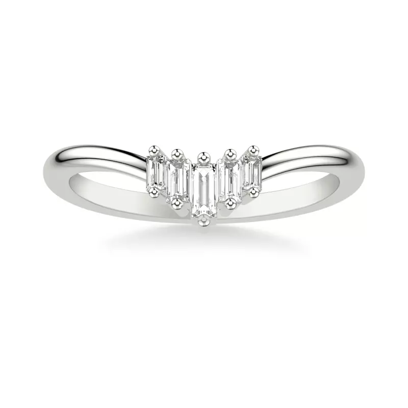 18K White Gold Yasmin Baguette Diamond V-Band