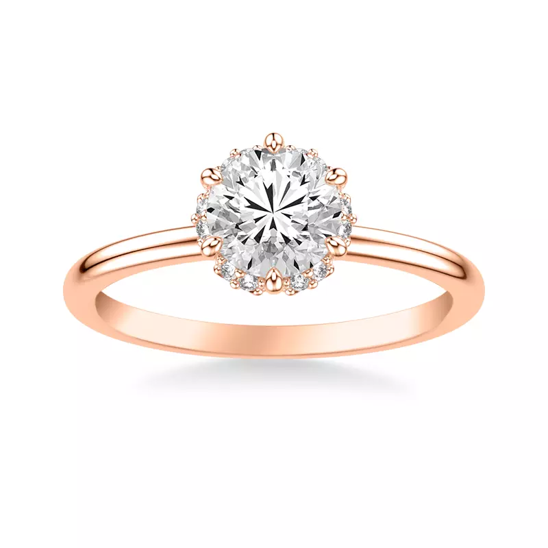 14K Rose Gold Briar Floral Halo Engagement Ring