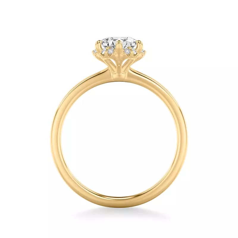14K Yellow Gold Briar Floral Halo Engagement Ring