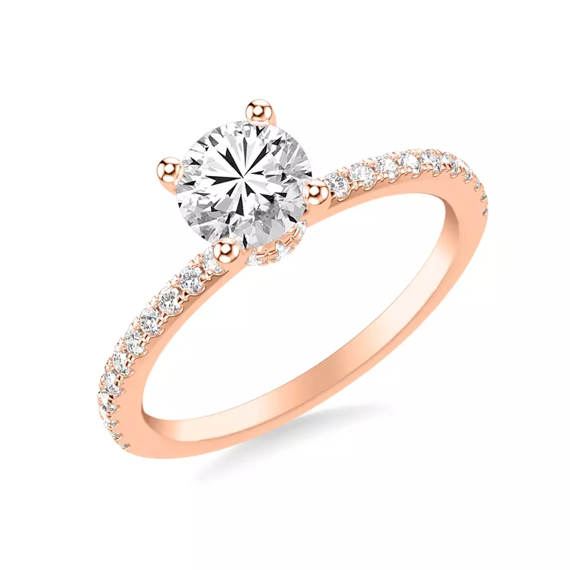 14K Rose Gold Alba Diamond Collar Pavé Engagement Ring