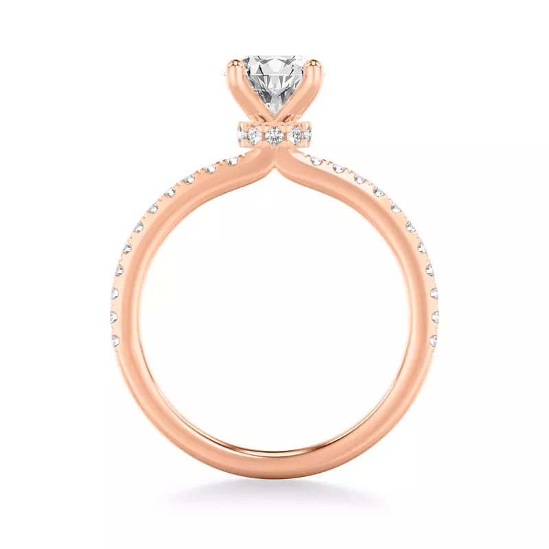 14K Rose Gold Alba Diamond Collar Pavé Engagement Ring