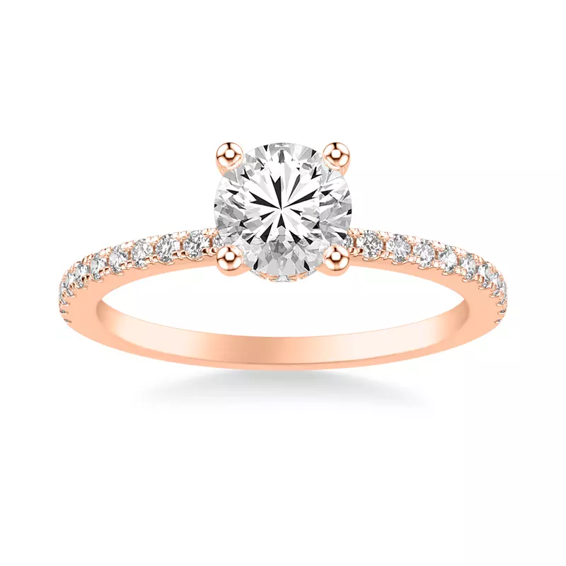 14K Rose Gold Alba Diamond Collar Pavé Engagement Ring