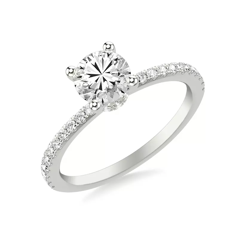 14K White Gold Alba Diamond Collar Pavé Engagement Ring