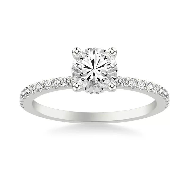 14K White Gold Alba Diamond Collar Pavé Engagement Ring