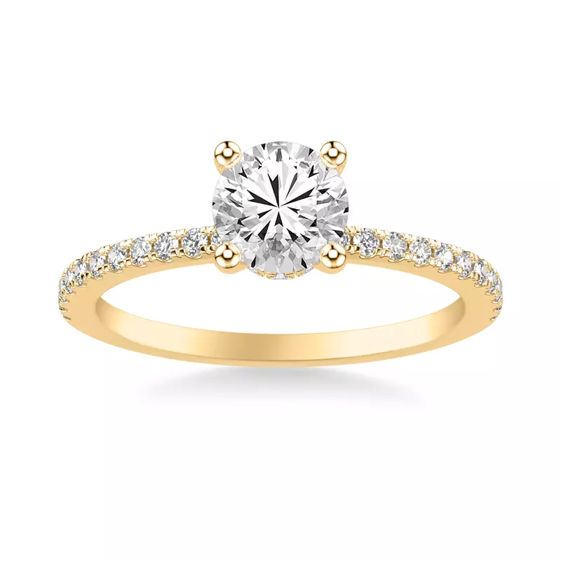 14K Yellow Gold Alba Diamond Collar Pavé Engagement Ring