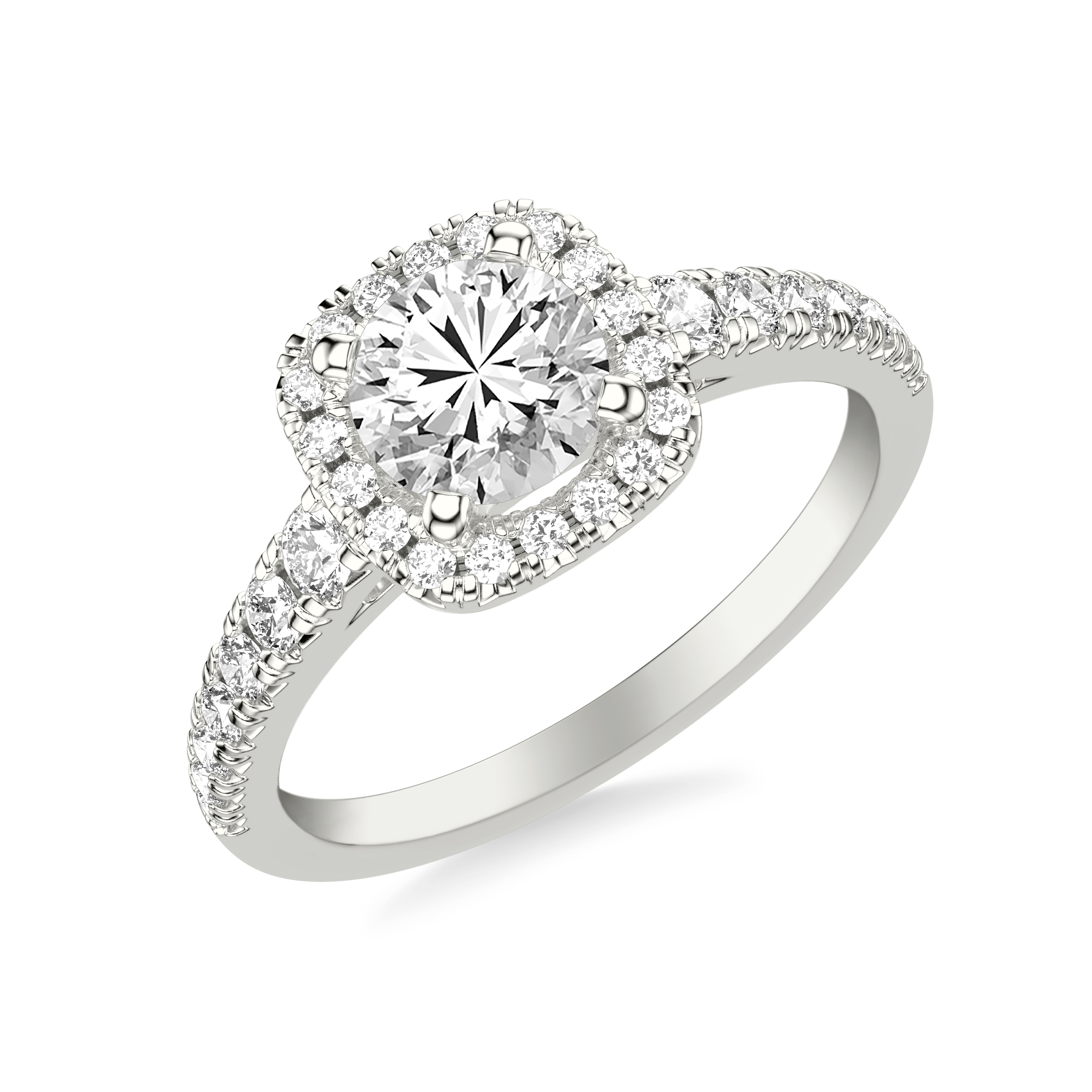 14K White Gold Raven Classic Halo Engagement Ring