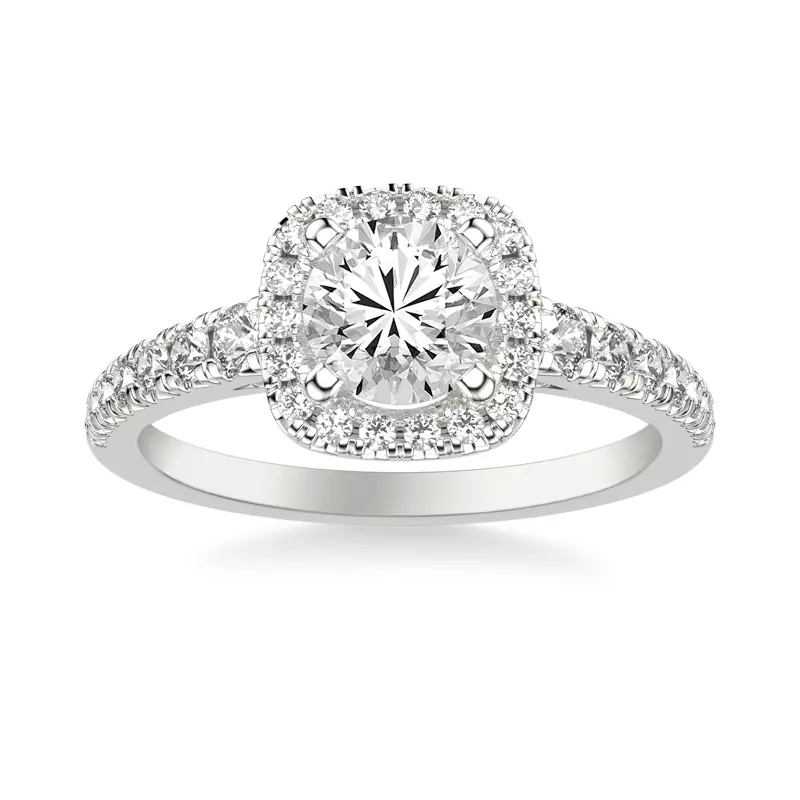 14K White Gold Raven Classic Halo Engagement Ring