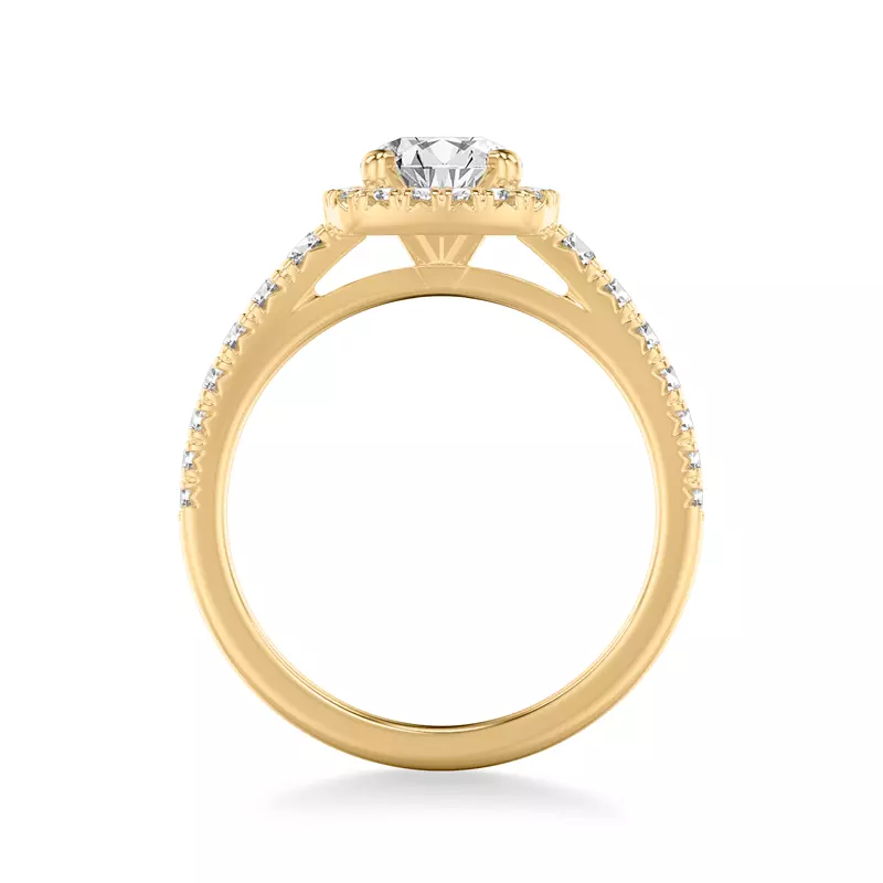 14K Yellow Gold Raven Classic Halo Engagement Ring