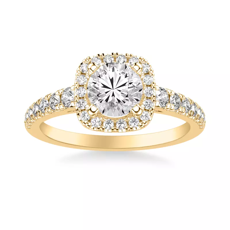 14K Yellow Gold Raven Classic Halo Engagement Ring