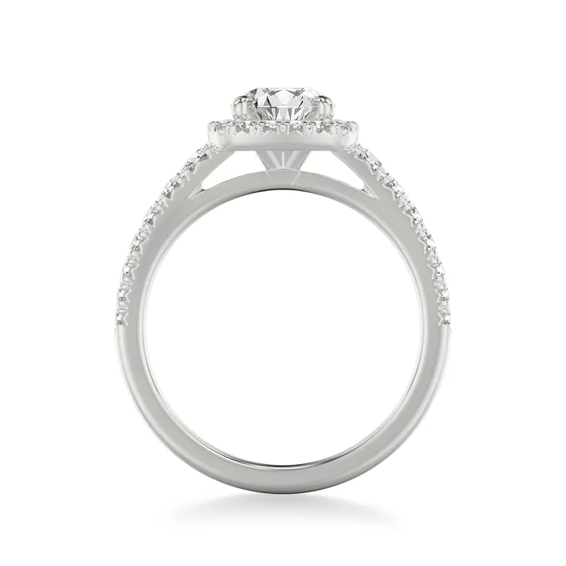 18K White Gold Raven Classic Halo Engagement Ring