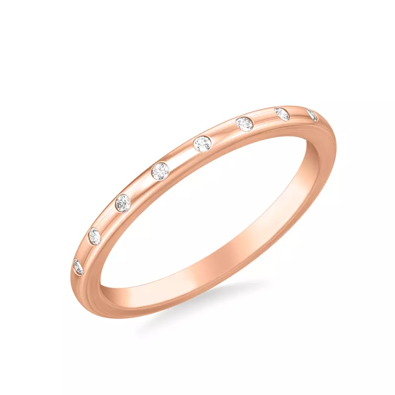 14K Rose Gold Alondra Brushed Finish Diamond Band