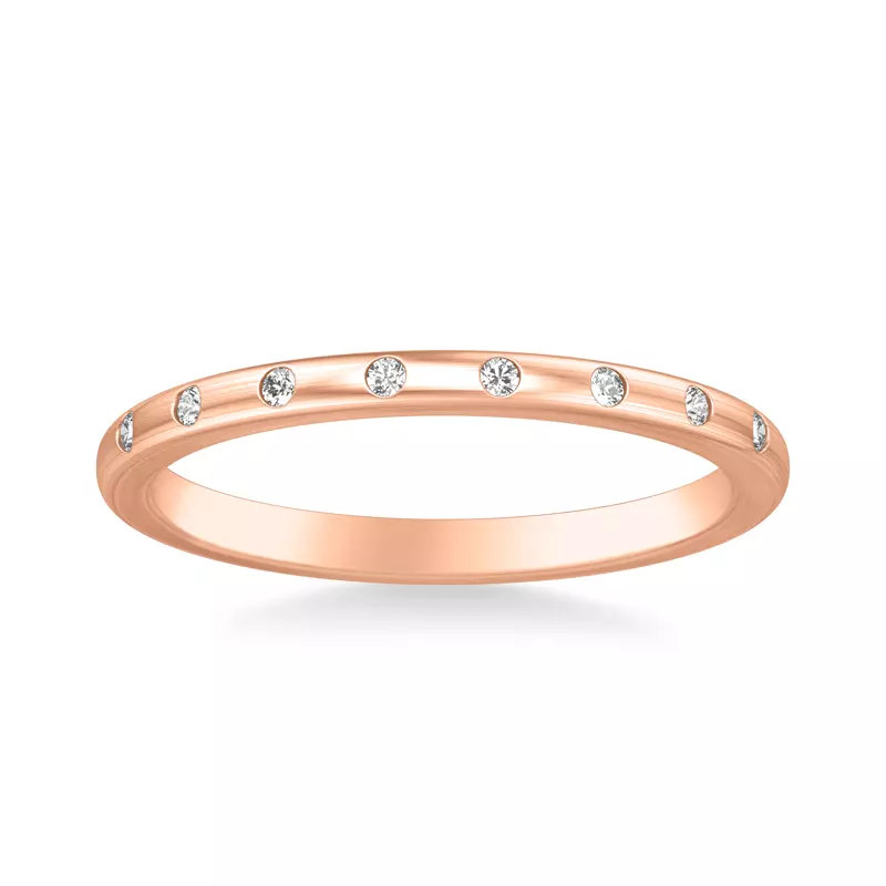 14K Rose Gold Alondra Brushed Finish Diamond Band