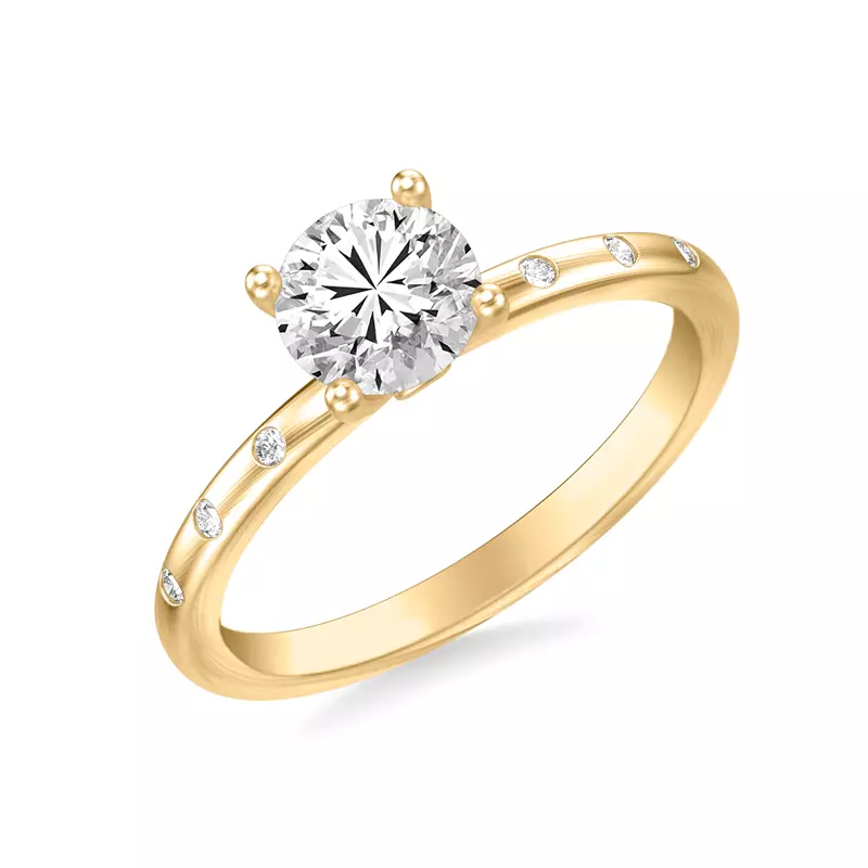 14K Yellow Gold Alondra Brushed Finish Engagement Ring