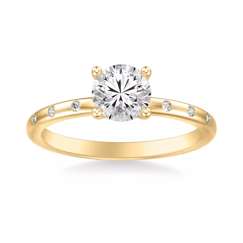 14K Yellow Gold Alondra Brushed Finish Engagement Ring