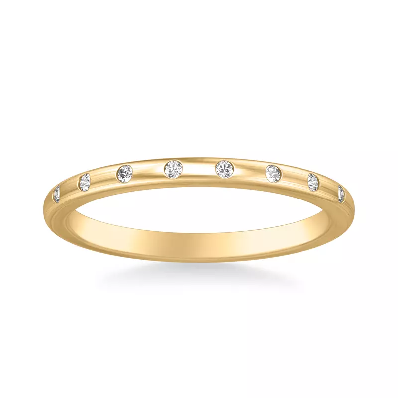 14K Yellow Gold Alondra Brushed Finish Diamond Band