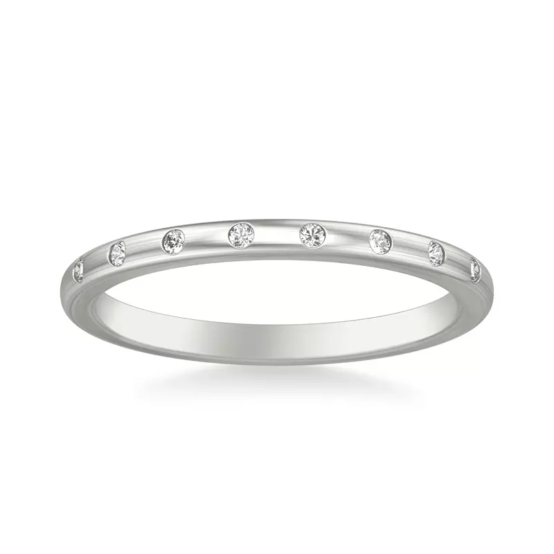 Platinum Alondra Brushed Finish Diamond Band
