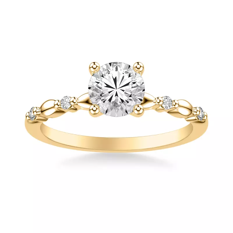 18K Yellow Gold Mayra Diamond Accent Engagement Ring
