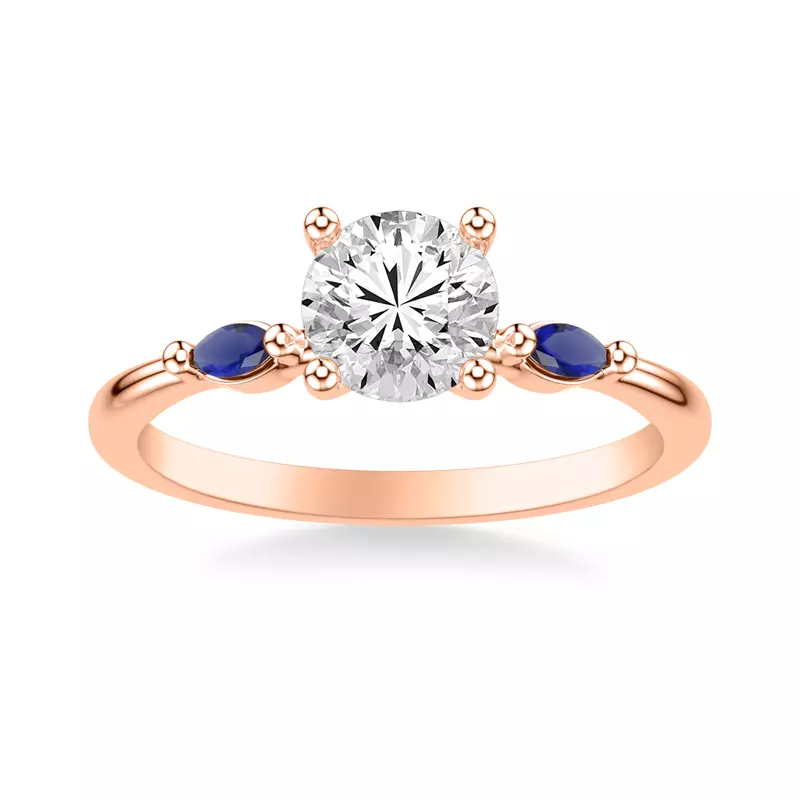 14K Rose Gold Ophelia Sapphire Accent Engagement Ring