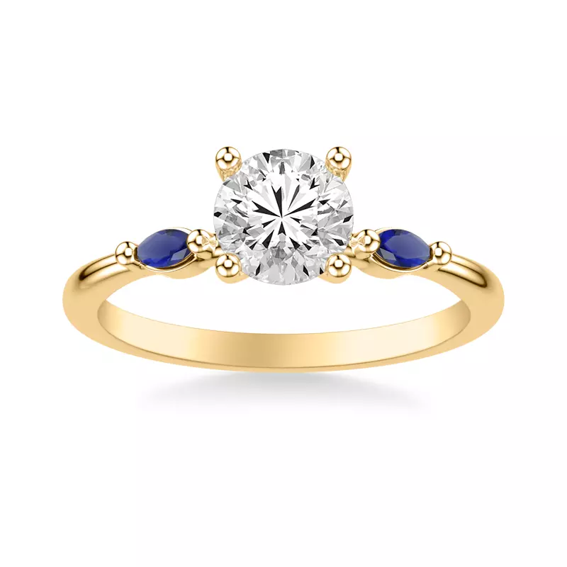 18K Yellow Gold Ophelia Sapphire Accent Engagement Ring