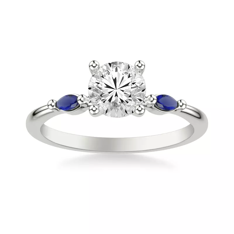 Platinum Ophelia Sapphire Accent Engagement Ring