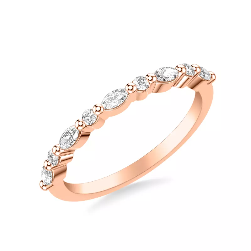 14K Rose Gold Fern Diamond Band