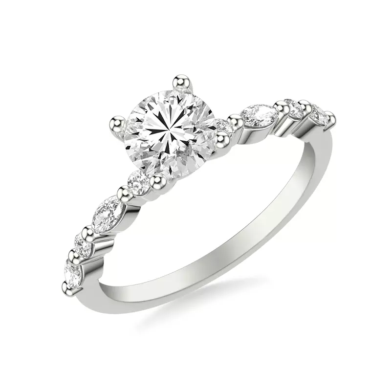 14K White Gold Fern Engagement Ring